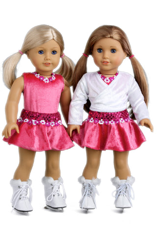 Cotton Candy - Clothes for 18 inch Doll - Pink Parka with Hood, Short Ivory Dress and Pink Boots