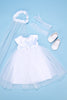 Little Angel - Clothes for 18 inch Doll - White Satin Communion Dress with Veil and Long Gloves and White Shoes