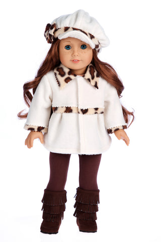 Adventure - Clothes for 18 inch Doll - 5 Piece Outfit - Jeans jacket, Ivory Tank Top, Skirt, Scarf and Boots