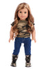 Military Style - 4 piece doll outfit - Camouflage Jacket, T-shirt, Jeans and Camouflage Boots