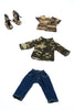 Military Style - 4 piece doll outfit - Camouflage Jacket, T-shirt, Jeans and Camouflage Boots