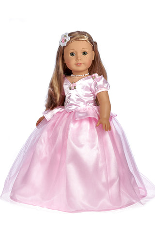 Cotton Candy - Clothes for 18 inch Doll - Pink Parka with Hood, Short Ivory Dress and Pink Boots