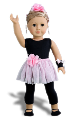 Little Gymnast - Clothes for 18 inch Doll - Pink and Purple Gymnastic Leotard with Shorts