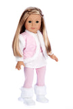 Snowflake - Clothes for 18 inch Doll - 4 Piece Outfit - Leggings, Long Sleeve Tunic, Vest and Boots