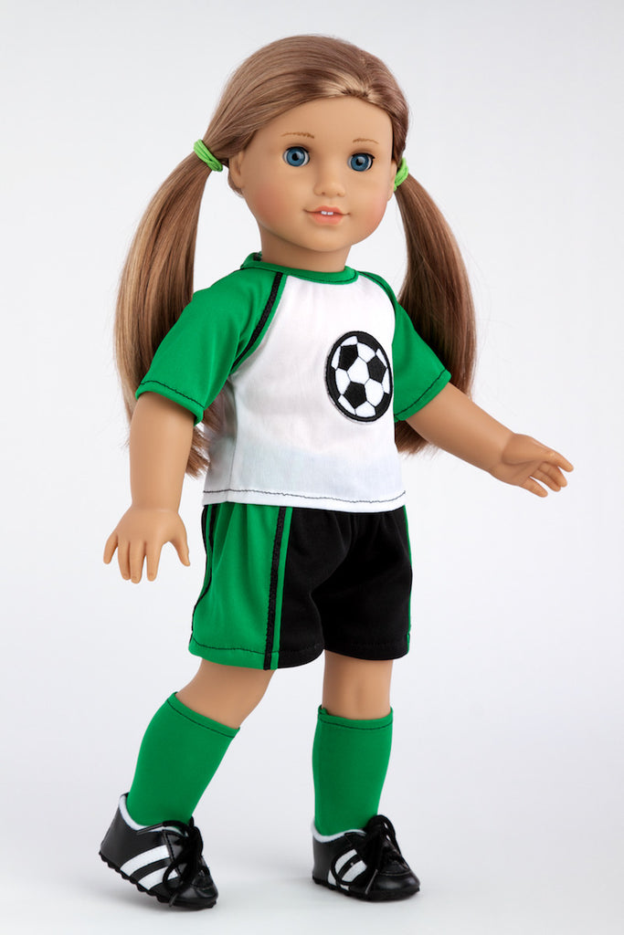 Soccer Girl -  Clothes for 18 inch Doll - 4 Piece Outfit - Shirt, Shorts, Socks and Shoes
