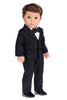 Tuxedo -  18 Inch Doll Clothes - 5 Piece Tuxedo Set - Black Jacket, Pants, Belt, White Shirt, Dress Shoes