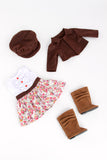 Urban Explorer - Clothes for 18 inch Doll - Brown Motorcycle Jacket, Paperboy Hat, Dress and Boots
