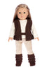 Warm and Cozy - Doll Clothes for 18 inch Dolls - 4 Piece Doll Outfit - Brown Vest, Ivory Blouse, Corduroy Pants and Brown Boots